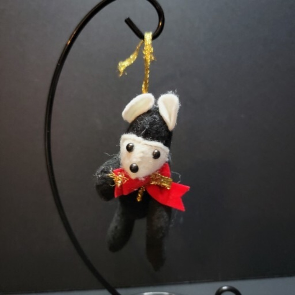 Vintage Black And White Teddy Bear Movable Joints Christmas Ornament